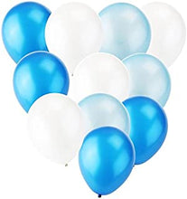 100 Pieces 12 Inches White & Blue & Dark Blue Balloons, Three Colours, Premium Quality High Grade Party Latex Balloons for Carnival, Festivals, Birthday Parties, New Year Supplies & Baby Showers
