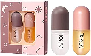 2 Pcs Natural Lip Plumper Gloss, Lip Plumper pro, Lips Enhancer- Day & Night Moisturizing Repair Lip Gloss Set, Clear Lip Glosses, Makes your Lips Fuller