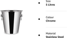 Champagne Wine Ice Bucket 5 Litre in High Polished Stainless Steel Made in England by Chabrias LTD