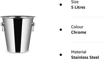 Champagne Wine Ice Bucket 5 Litre in High Polished Stainless Steel Made in England by Chabrias LTD