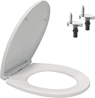 Mass Dynamic Soft Close Toilet Seat White, Simple Installation with Firmer Top Fixing & Adjustable Hinges, Quick Release Cleaning for Better Hygiene, O-Shaped (460mm x 370mm)