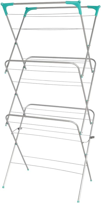 Ram 3 Tier Deluxe Airer Foldable Heavy Duty Clothes Airer With 4 CORNER HOOKS And Sock Dryer 14M Airing Capacity