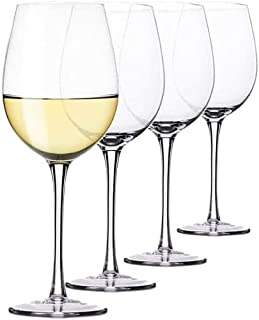 Crystal White Wine Glasses, Set of 4 x 380ml - European Made - Strong & Clear Wine Glass