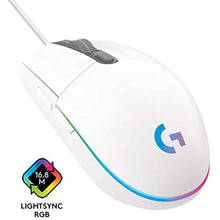 Logitech G G102 Wired Player Mouse, LIGHTSYNC RGB Lighting, 8,000 DPI, 6 Programmable Keypad, White