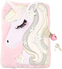 Claire’s Pink Unicorn Diary for Girls | Plush Furry Kids Notebook Includes Lock and Keys | Animal Journal Notebook for Children Thought Journal Writing Practice School Homework