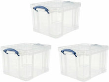 Really Useful Box 3x35 Litre Plastic Storage Box, Clear