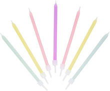 Pack of 16 Rainbow Pastel Birthday Candles with Holders  Tall Thin 10cm  Cake Decorations for Birthdays, Baby Shower, Easter, Girls Party, Daughter, 16th, 18th, 21st