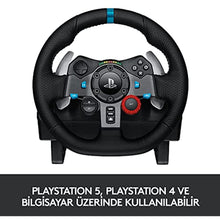 Logitech g g29 driving force racing steering wheel, double motor power feedback, 900 ° steering direction, leather steering, adjustable stainless steel pedals, black