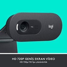 Logitech C505 HD webcam, 720p / 30 fps, long distance microphone, automatic light correction, black