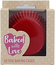 Baked with Love Red Foil Baking Cases, Foil Baking Cups, Greaseproof Cupcake Cases, Red - Pack of 50