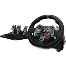 Logitech g g29 driving force racing steering wheel, double motor power feedback, 900 ° steering direction, leather steering, adjustable stainless steel pedals, black