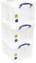 Really Useful Box 3x35 Litre Plastic Storage Box, Clear