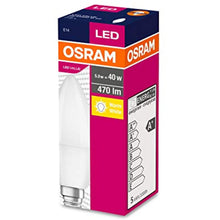 OSRAM 4052899326453 LED CLB 40 Candle 5.5W 470 Lumens 2700 Kelvin Yellow Light E14 Hear Bulb, Yellow, 10.6 x 3.5 x 3.5cm