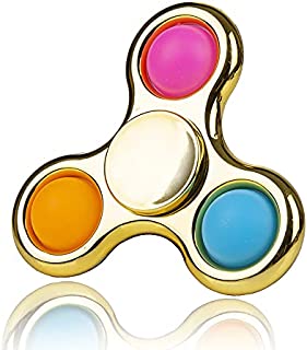 Chrome Fidget Spinner Poppet Simple Rotation Sensory Toy, Pop it Fidget Toy, Portable Fidget Poppet Stress Relief Anti-Anxiety Poper Spinner Metallic Gold Hand Toy Brain Development Toy Gift for Kids