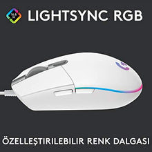 Logitech G G102 Wired Player Mouse, LIGHTSYNC RGB Lighting, 8,000 DPI, 6 Programmable Keypad, White