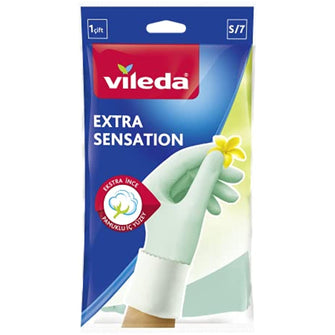 Vileda Extra Sensation Gloves, 100% Natural Latex, S