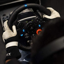 Logitech g g29 driving force racing steering wheel, double motor power feedback, 900 ° steering direction, leather steering, adjustable stainless steel pedals, black