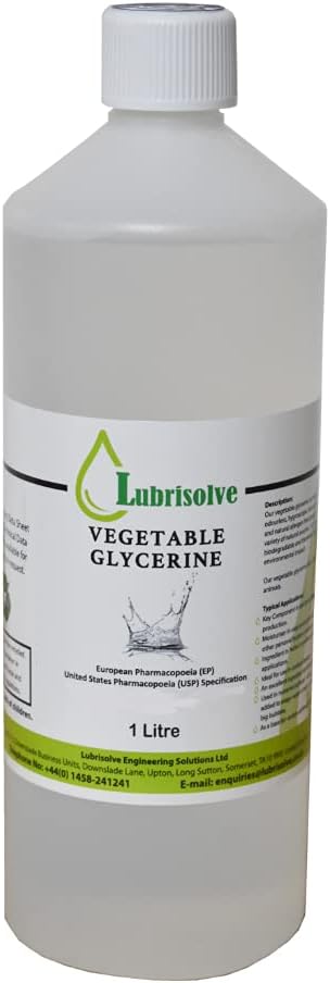 1 Litre Vegetable Glycerine EP/USP Grade, Non-GMO, Colourless & Odourless (1 Litre)