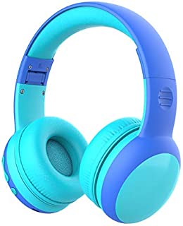 gorsun bluetooth kids headphones with 85dB limited Volume, Children's Wireless Bluetooth Headphones, Foldable bluetooth Stereo kids headsets - Blue New Version