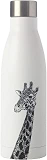 Maxwell & Williams Marini Ferlazzo Insulated Water Bottle with African Giraffe Design, Double Wall Stainless Steel, White, 500 ml