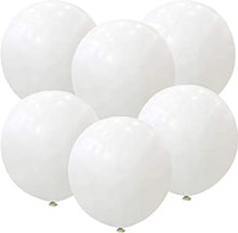 6pcs 36 Inch Big Balloons, Extra Large White Balloons Giant Round Latex White Balloons for Photo Shoot Birthday Wedding Party Bar Festival Event Carnival Decorations