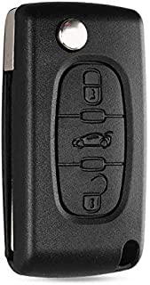 Kelay Car Key Fob Case Replacement Compatible for Peugeot 107 207 307 407 607 208 308 408 Folding Remote Key Accessories 3 Buttons(HU83 Blade,CE0536)