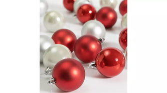 Pack of 24 Shatterproof Baubles - White & Red