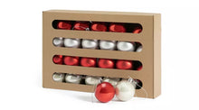 Pack of 24 Shatterproof Baubles - White & Red