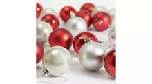 Pack of 24 Shatterproof Baubles - White & Red