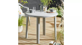 Home 4 Seater Round Plastic Garden Table - Grey