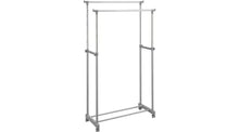 Double Adjustable Clothes Rail - Silver