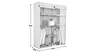 Dbl Modular Metal Framed Fabric Wardrobe - Jute