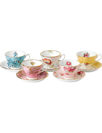 100 years 5-piece cup and saucer set (1950-1990)