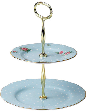 Polka Blue Vintage 2-Tier Cake Stand