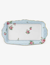 Polka Blue fine bone china sandwich tray 30cm x 25cm