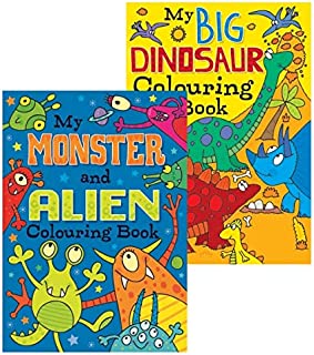 Squiggle - Boys A4 My Monster/Alien & Big Dinosaur Colouring Books - Set of 2