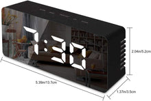 FXDM Digital Mirror Alarm, LED Bedside Clock with Temperature, Snooze,voice Control Makeup Mirror Adjustable Brightness LED Clock-Black, One Size (F05)