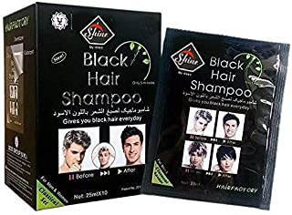 Dexe Black Hair Shampoo Instant Colour 25ml x 10 Sachets Lasts for 4 weeks, Grey Reverse Colour Shampoo, Temporary Hair Colour (Packaging May Vary)