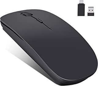 Wireless Bluetooth Mouse for MacBook Pro /Air /Mac /iPad /Laptop /Desktop /Mac /PC /Computer /Phone-Portable Slim Silent Office Mice with USB-C Adapter 2.4 GHz USB Mice (Black)