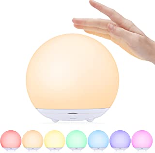 LED Night Light USB Rechargeable Table Bedside Lamp,Night Light Kids with Progressive Dimmable Warm Light&7-Color Light,Touch&Switch Control and Timer for Baby,Kids Bedroom,Camping ,Gift