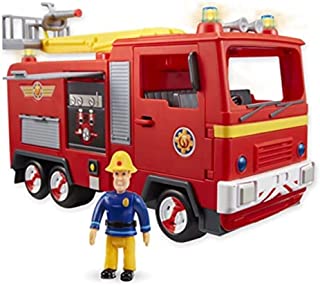 FIREMAN SAM Electronic Spray and Play Jupiter fire engine, free-wheeling with lights, sounds, water cannon, with figure playset.