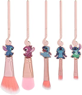 [5 Pcs] Stitch Makeup Brush Set,Lilo and Stitch Gifts Cosmetic Brushes for Powder Eyeshadow Blushes Lips, Portable Kawaii Makeup Brush Set, Stitch Gifts for Girl Women