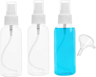 Symbah Small Spray Bottle 100ml Atomiser fine plastic Refillable Mist Empaty Spray Bottles for Traveling Make-up Skincare Cleaning Liquids 3 PCS with Funnel