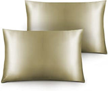 KEPLIN Satin Pillow Cases 2 Pack - Pillowcase for Hair and Skin Standard Size with Envelope Closure, 50 x 75 cm (Champagne)