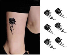 Black Rose temporary tattoos for women sexy 6 Pcs by Yesallwas,rose Tattoo Sticker Fake Tattoos for kids girls,waterproof and Long Lasting sexy body tattoos -small black rose,fake flower,floral tattoo