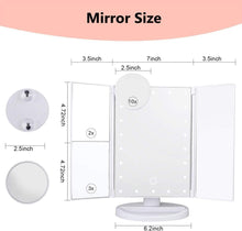 Nestling Makeup Mirror with LED Lights, 22 LED Lights Vanity Cosmetic Mirror with Touch Screen, Magnification Tri-Fold 2X 3X Magnifying, 180 Free Rotation, Dual Power Supply LED Mirror (White)