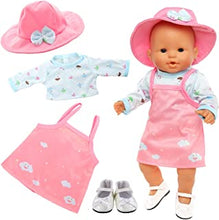 Miunana Clothes for 14-16 Inch 35- 45 cm Baby Doll, Doll Clothes Outfits, Unicorn Print Clothes Hat Shoes for Dolls (Pink)