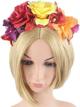 VASANA Halloween Rose Flower Headband Mexican Floral Hair Bands Day of the Dead Flower Crown Halloween Party Costume Headpiece Hair Accessories for Cosplay Carnival Party