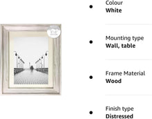 Design Group White Solitaire Shabby Chic Distressed Wood Styrene Photo Frames 6x8