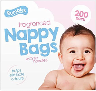 FAQRAH Baby Nappy Scented Bags - Waste Bin Bags - Easy Tie For Travel - Nappy Bags Disposable Large - Pet Waste or any Sanitary Product Disposal Bags Pack Of 200 (pack of 200)